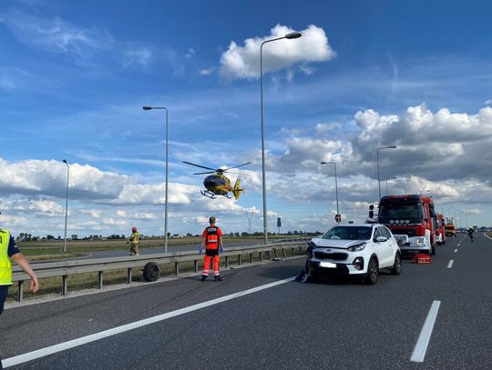 Wypadek na autostradzie A1. Lądował śmigłowiec LPR