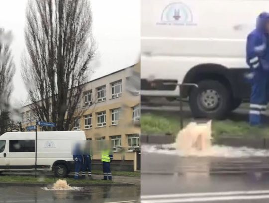 Zabiegi w Centrum Onkologii chwilowo wstrzymane. "Gejzer" na skrzyżowaniu ulic Królewieckiej i Cyganki