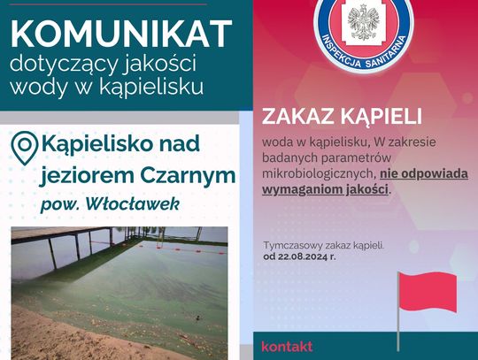 Zakaz kąpieli w jeziorze Czarnym. Sanepid wydał komunikat