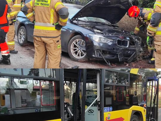 Zderzenie autobusu MPK z BMW na os. Michelin. Droga jest zablokowana