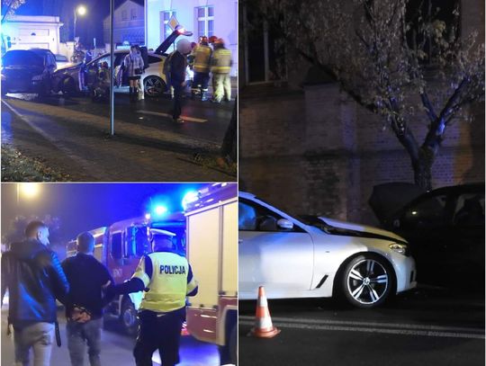 Zderzenie trzech pojazdów na ul. Wyszyńskiego. Sprawca zatrzymany przez policję, prawdopodobnie był pijany