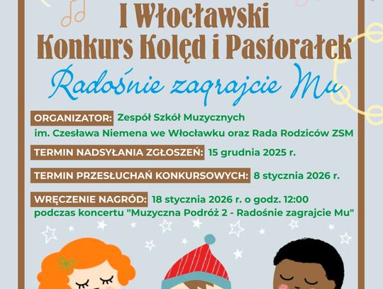 Zespół Szkół Muzycznych we Włocławku zaprasza do udziału w konkursie kolęd i pastorałek