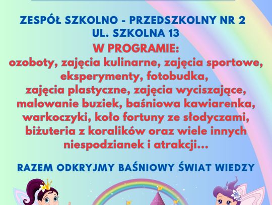 Zespół Szkolno-Przedszkolny nr 2 organizuje Baśniowe Drzwi Otwarte. Jakie atrakcje?