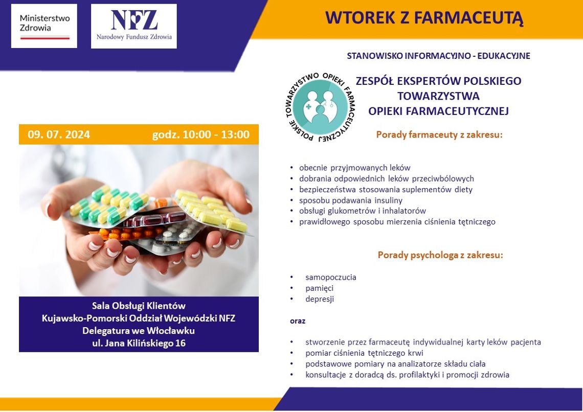 Farmaceuci i psycholodzy udzielą porad w najbliższy wtorek