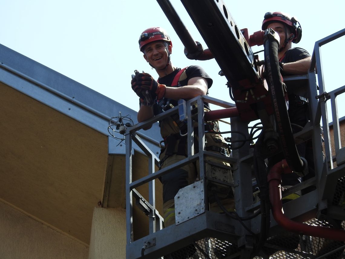 Akcja ratunkowa na ul. Promiennej. Strażacy ratowali gołębia, który utknął... Akcja ratunkowa na ul. Promiennej. Strażacy ratowali gołębia, który utknął...