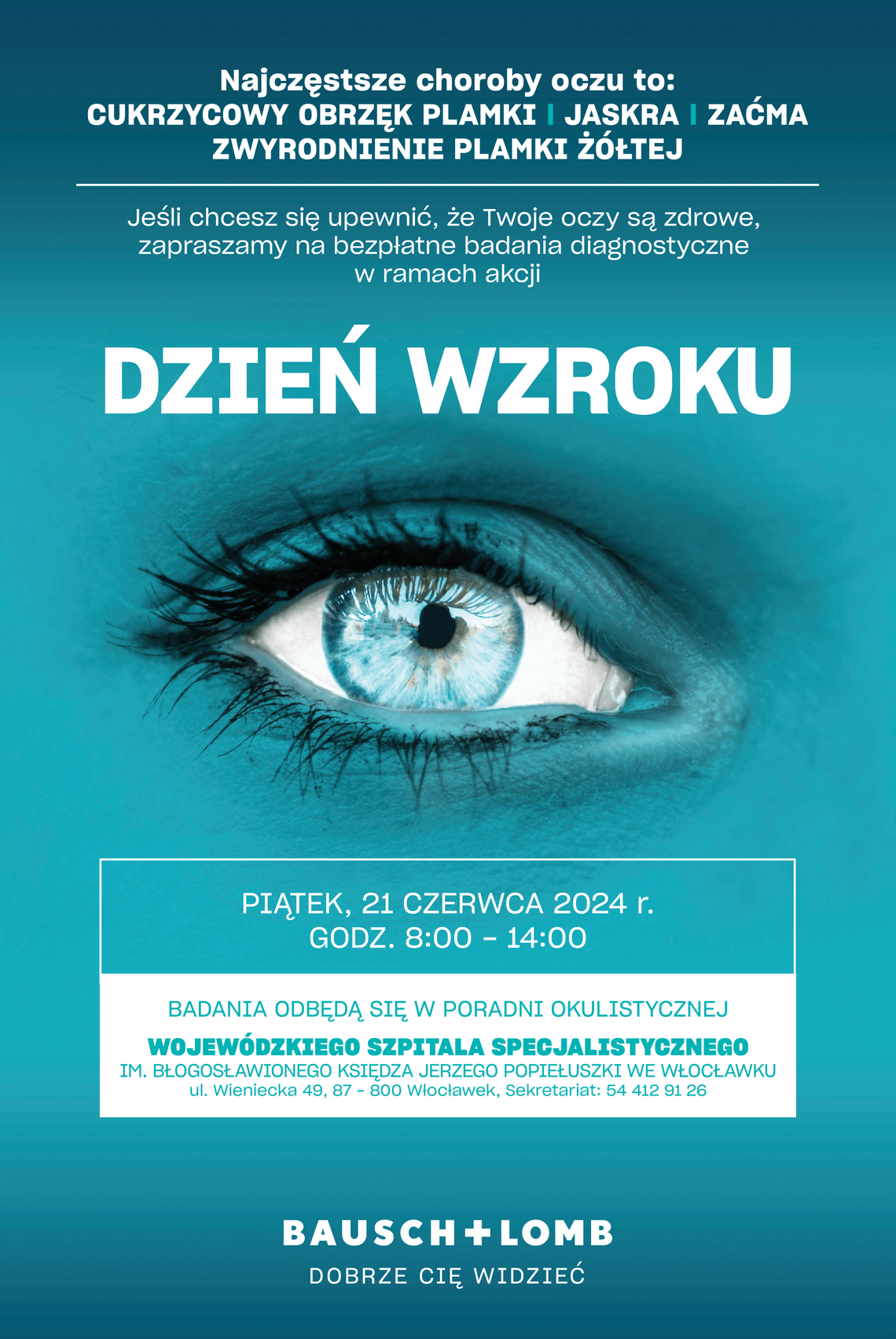Bezpłatne badania diagnostyczne w ramach dnia wzroku we włocławskim szpitalu