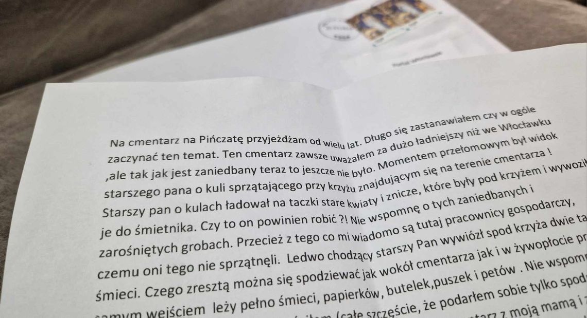 Włocławianin skarży się na brak porządku na cmentarzu. Napisał list