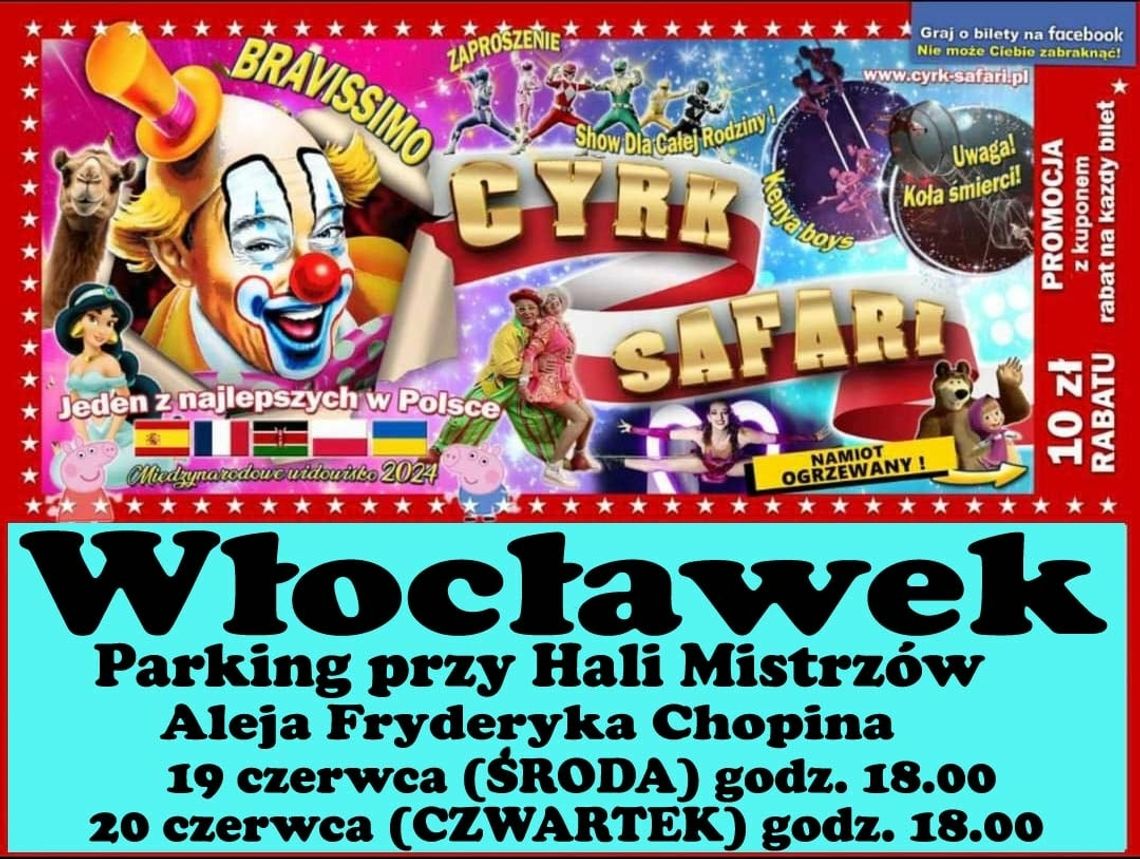 Cyrk Safari przyjeżdża do Włocławka w przyszłym tygodniu