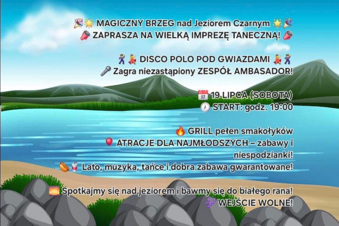 Disco polo nad Jeziorem Czarnym. Impreza taneczna już 19 lipca