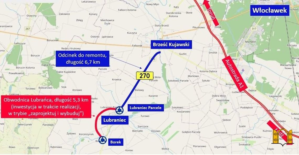 Droga łącząca Brześć Kujawski z Lubrańcem zostanie gruntownie przebudowana