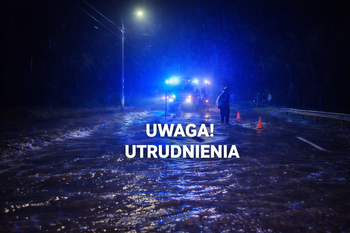 Droga wojewódzka nr 265 w Rakutowie podtopiona. Na miejscu trwa akcja straży i policji
