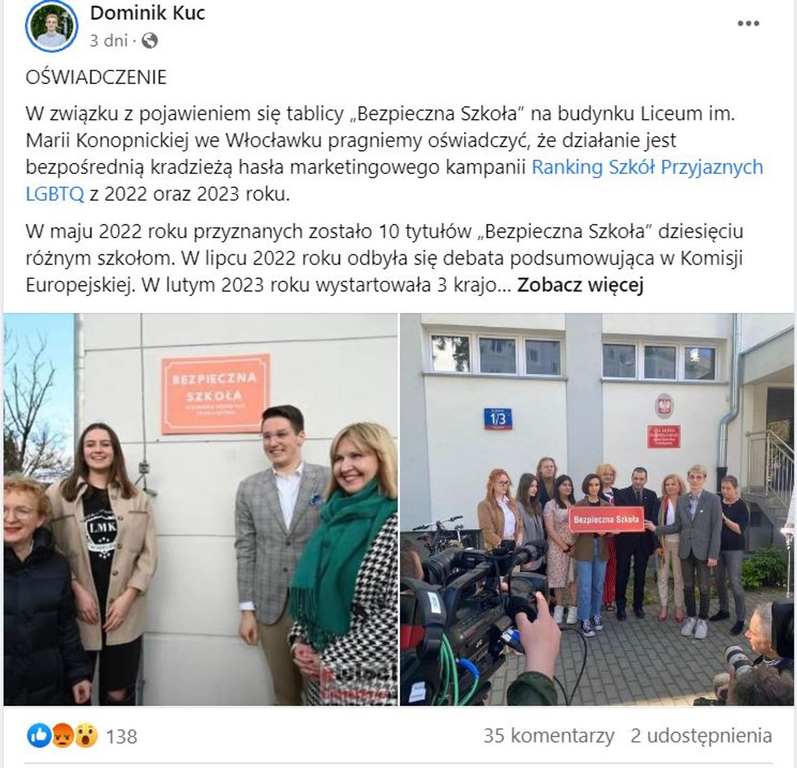 Działacze LGBT z Warszawy oskarżają Jakuba Lewandowskiego oraz zastępczynie prezydenta Włocławka o kradzież hasła i kampanii