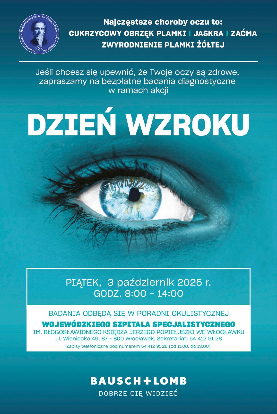 Dzień Wzroku Szpitalu – bezpłatne badania już 3 października. ZAPISY!
