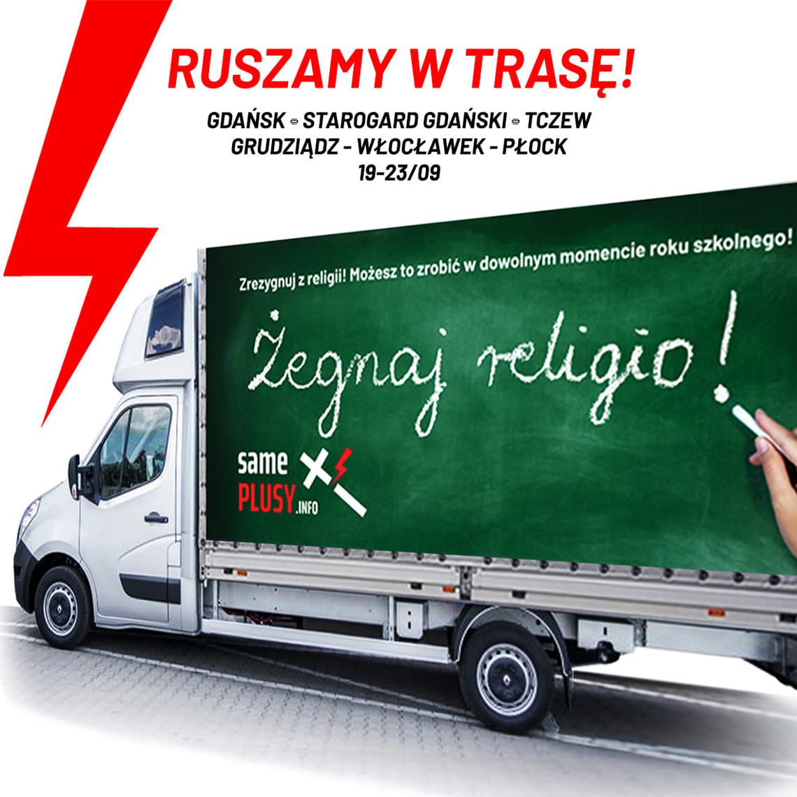 Furgonetka #ŻegnajReligio wyrusza w pierwszą trasę po Polsce i w piątek 23 września przybędzie do Włocławka