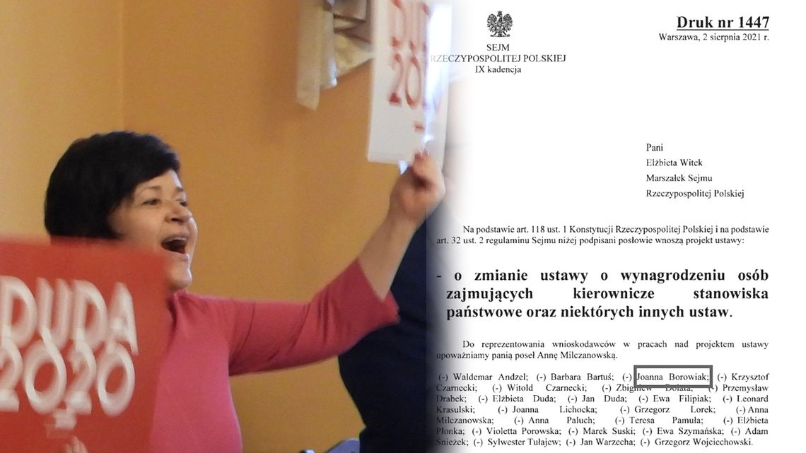 Grupa posłów PiS złożyła projekt ustawy o 40% podwyżce dla prezydenta RP, wśród nich Joanna Borowiak 