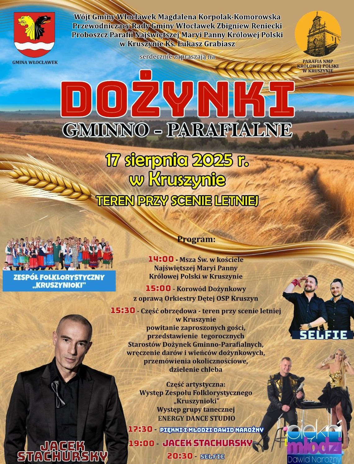 Jacek Stachursky i zespół Piękni i Młodzi wystąpią w Kruszynie na dożynkach