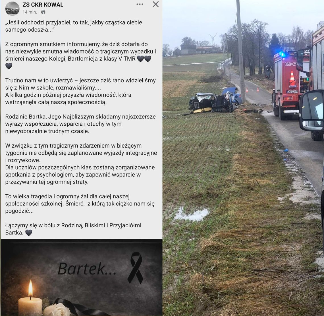 "Jeszcze dziś rano widzieliśmy się z Nim w szkole". Społeczność szkolna w żałobie po śmierci 19-letniego Bartłomieja "Jeszcze dziś rano widzieliśmy się z Nim w szkole". Społeczność szkolna w żałobie po śmierci 19-letniego Bartłomieja