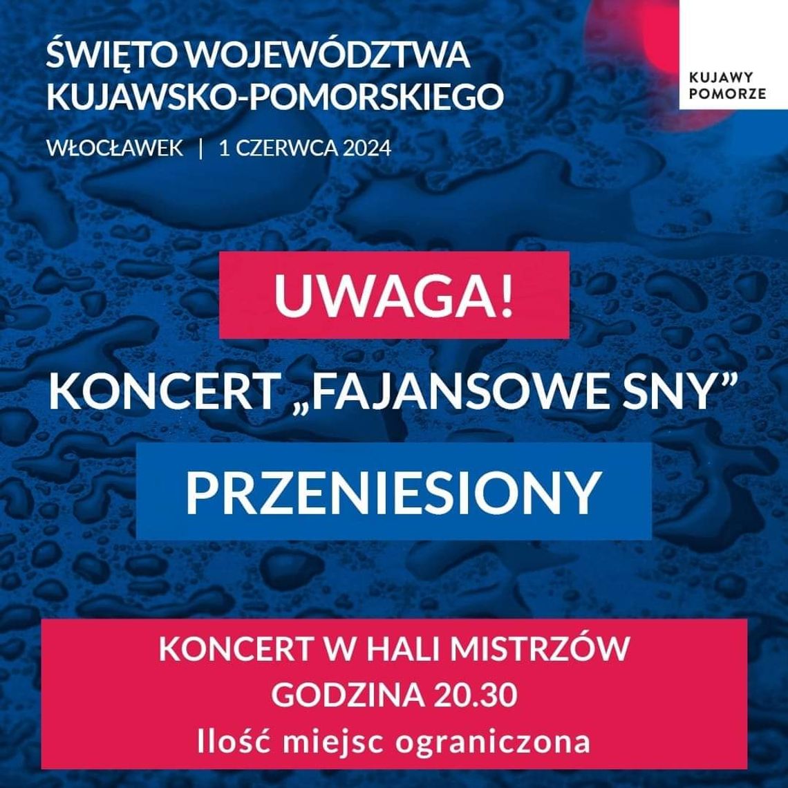 Jutrzejszy koncert z okazji święta województwa przeniesiony do Hali Mistrzów, obowiązują wejściówki