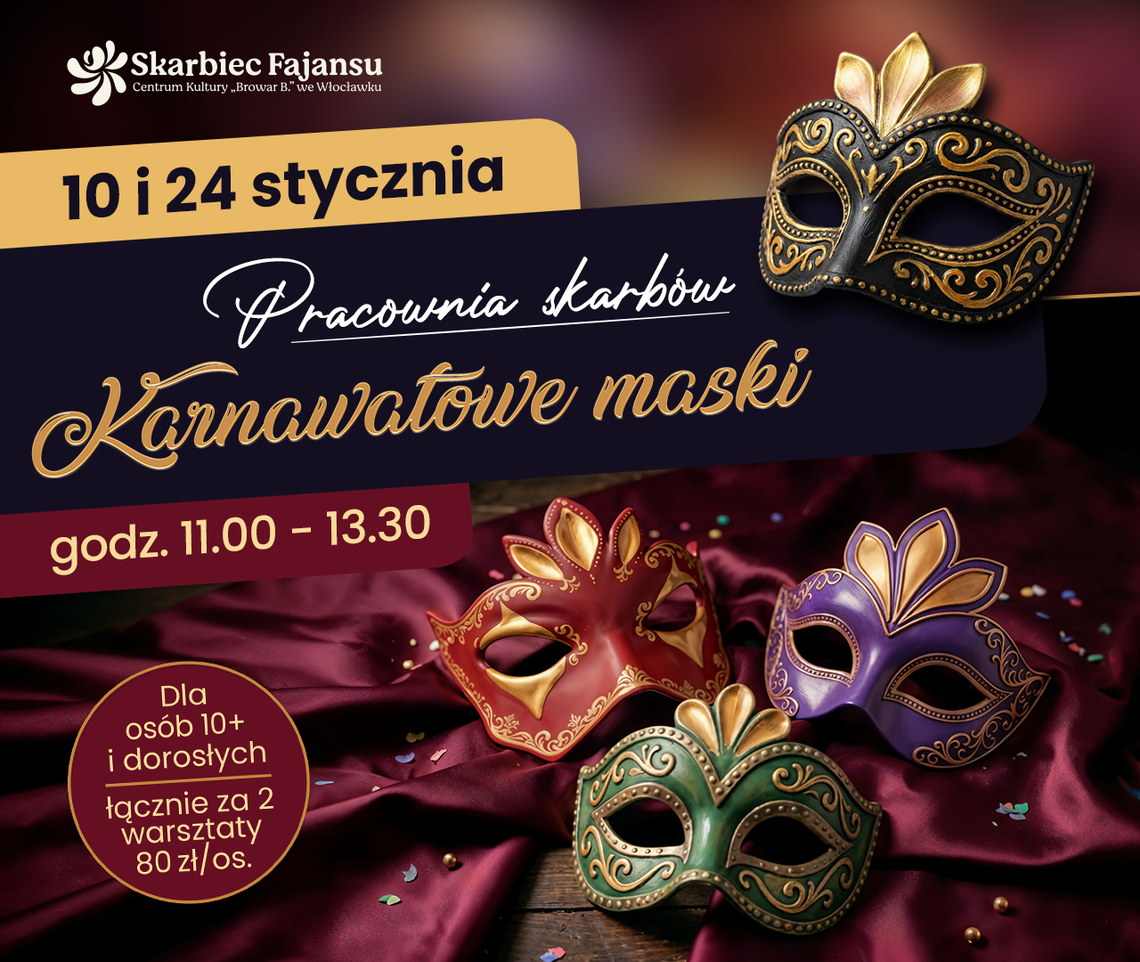 Karnawał w glinie - Skarbiec Fajansu zaprasza na wyjątkowe warsztaty tworzenia masek