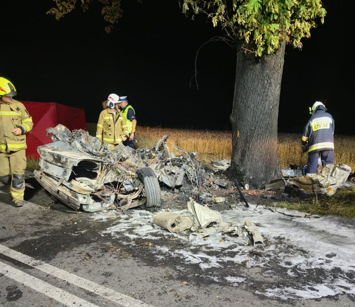 Kierowca spłonął w bmw po uderzeniu w drzewo. Miał 21 lat