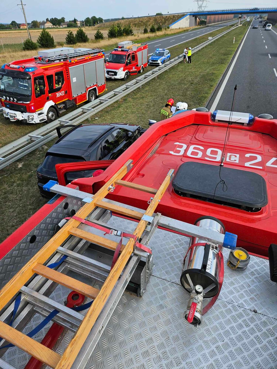 Kolizja Porsche Cayenne i Fiata Ducato na autostradzie A1