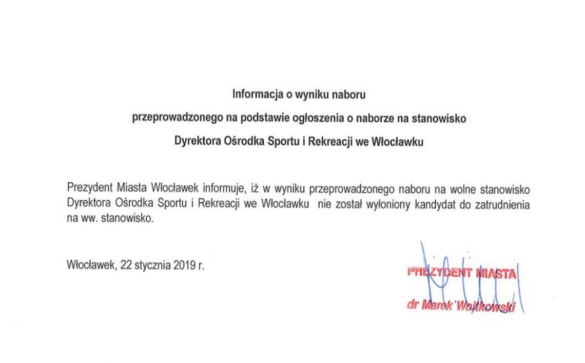 Marek Kazimierski nadal kierował będzie OSiR-em. Cztery osoby nie pojawiły się na rozmowie kwalifikacyjnej 