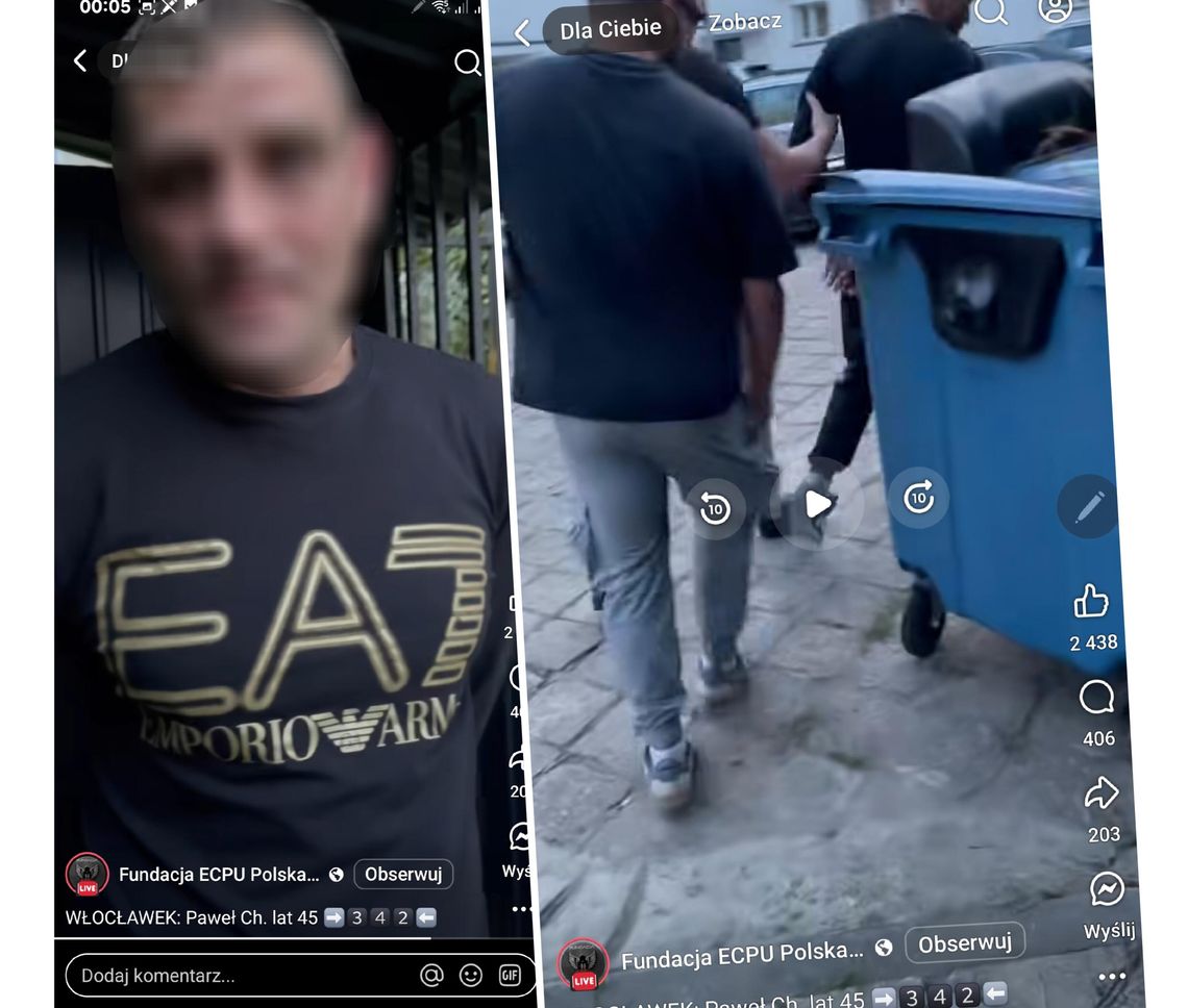 45-latek podejrzany o pedofilię zatrzymany przez włocławską policję. Transmisje prowadziła Fundacja ECPU