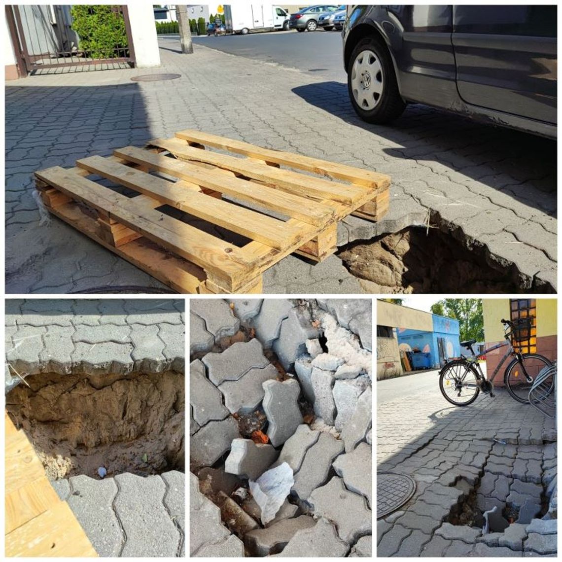 Miasto się zapada. Na dziurę przy ul. Nowcy mieszkańcy położyli paletę