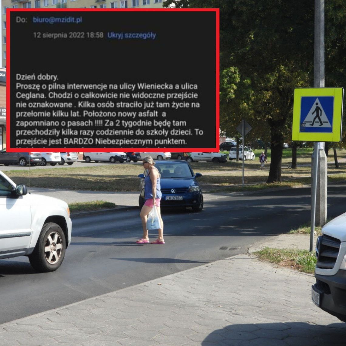 Mieszkaniec Zazamcza obarcza winą za potrącenie 17-latki MZiDiT. "Położono asfalt, zapomniano o pasach". Kilka dni przed wypadkiem wysłał e-maila...