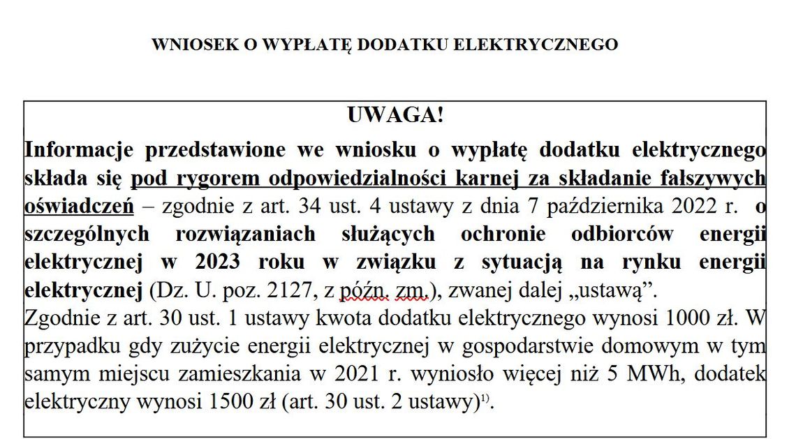 MOPR przyjmuje wnioski o dodatek elektryczny 