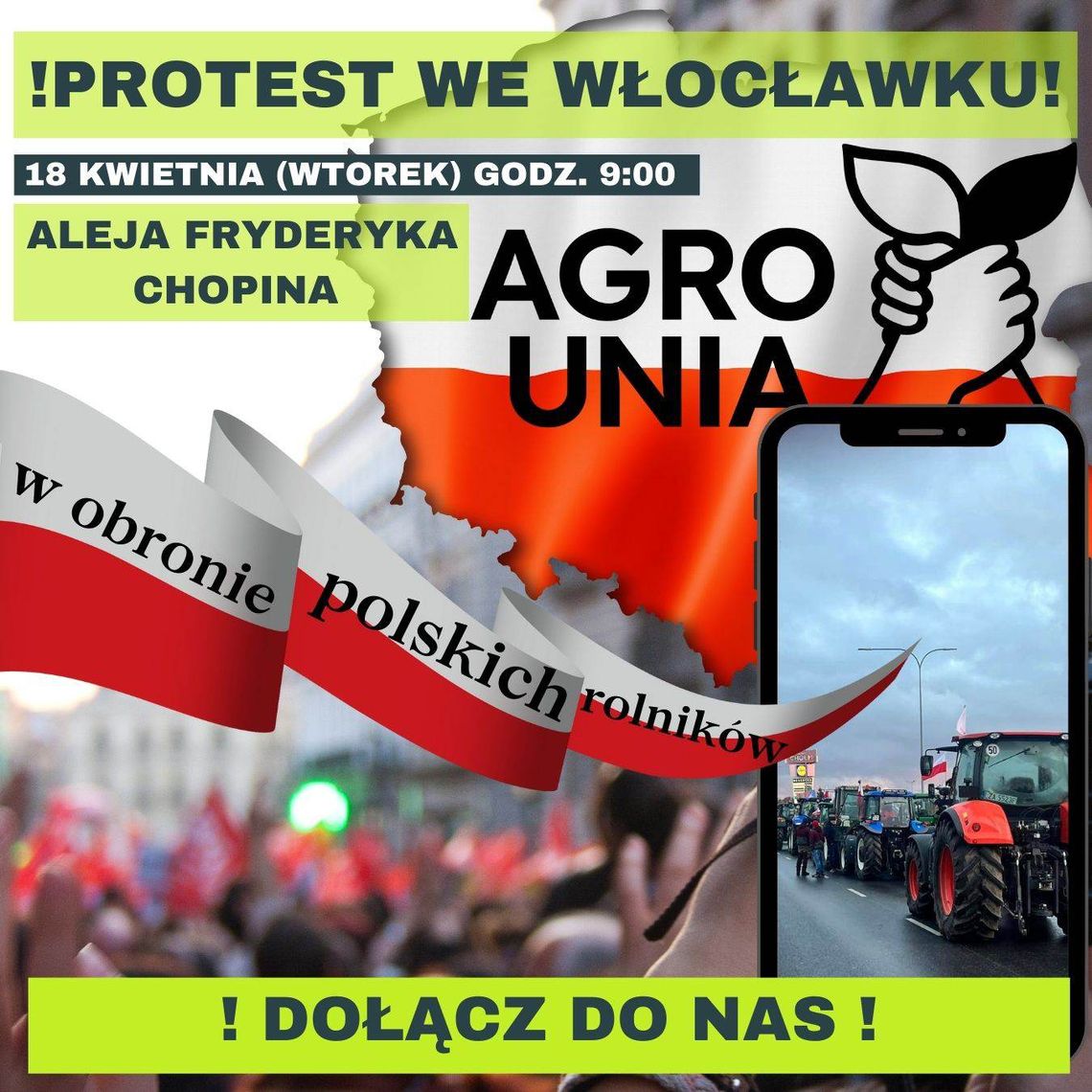 Na wysokości biura A. Gembickiej 140 traktorów zablokuje ul. Chopina na dobę!