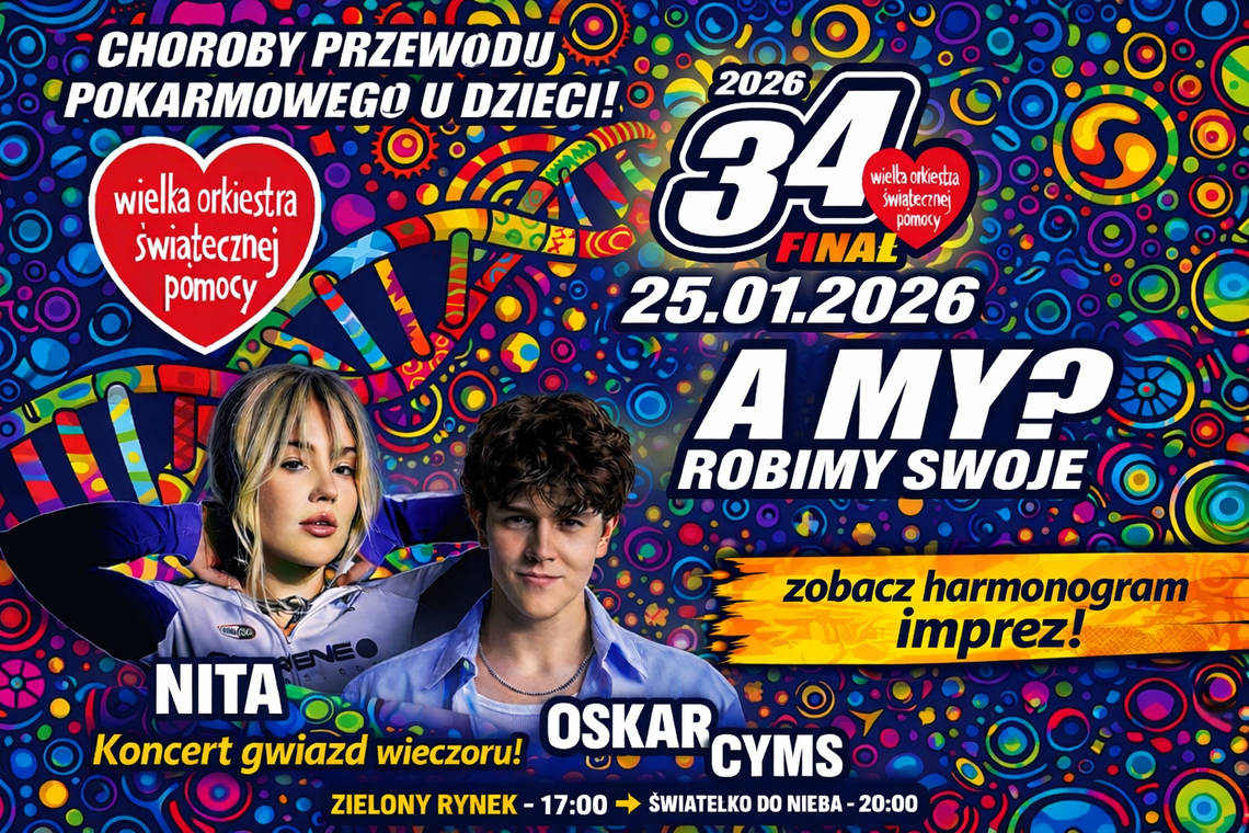 NITA i CYMS gwiazdami WOŚP 2026. Wykaz imprez we Włocławku NITA i CYMS gwiazdami WOŚP 2026. Wykaz imprez we Włocławku