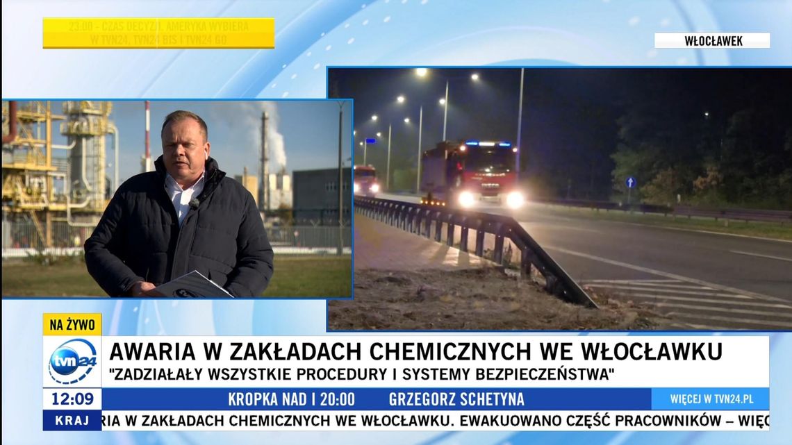 O awarii w Anwilu w TVN24. Jest więcej szczegółów