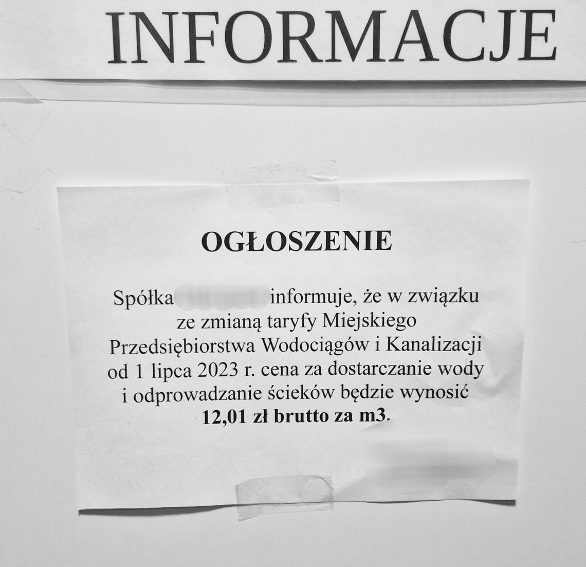 ogłoszenie o podwyżce
