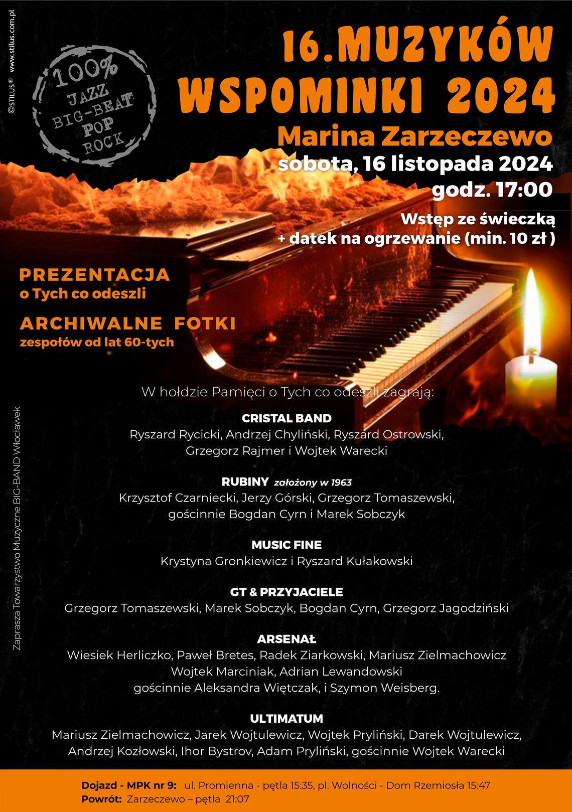 16. Muzyków Wspominki – ostatni koncert w Marinie Zarzeczewo. Wspomnienie zmarłych muzyków we Włocławku