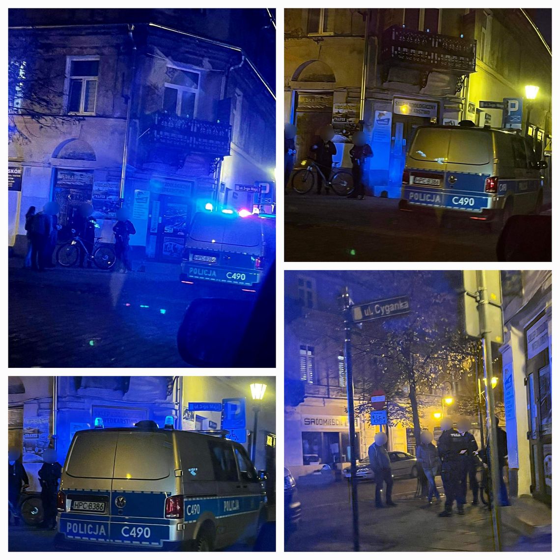 Policja i ratownicy na ul. 3-go Maja, miało dojść do potrącenia rowerzysty przez radiowóz