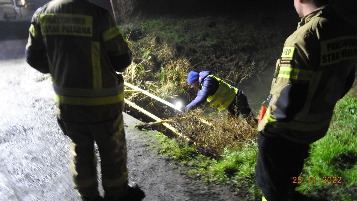 Policja, Straż i WIOŚ w Grodztwie. Nielegalny zrzut ścieków z wozu asenizacyjnego. 