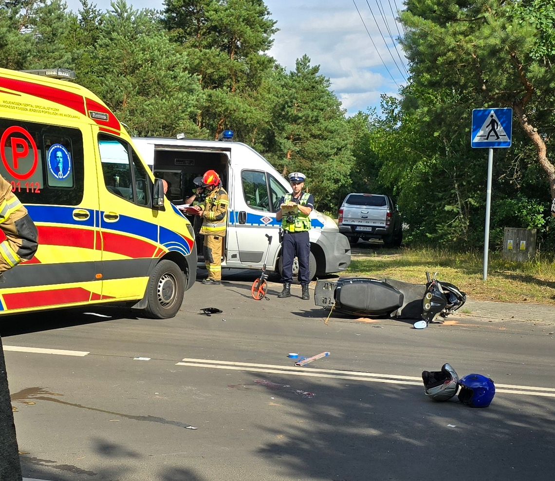 Potrącenie motocyklisty na os. Michelin dwie osoby poszkodowane