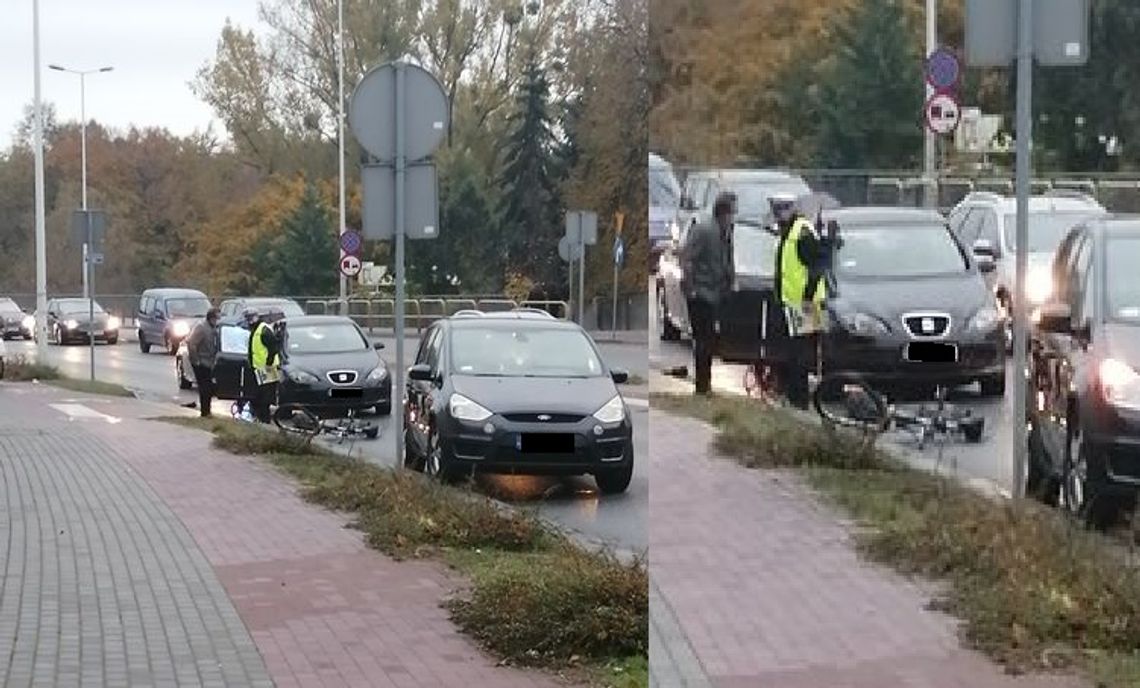 Potrącenie rowerzysty na ul. Okrzei. Mężczyzna w szpitalu z poważnymi obrażeniami, kierującej zatrzymano prawo jazdy