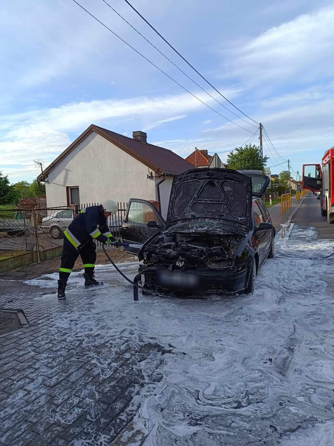 Pożar auta osobowego w Fabiankach