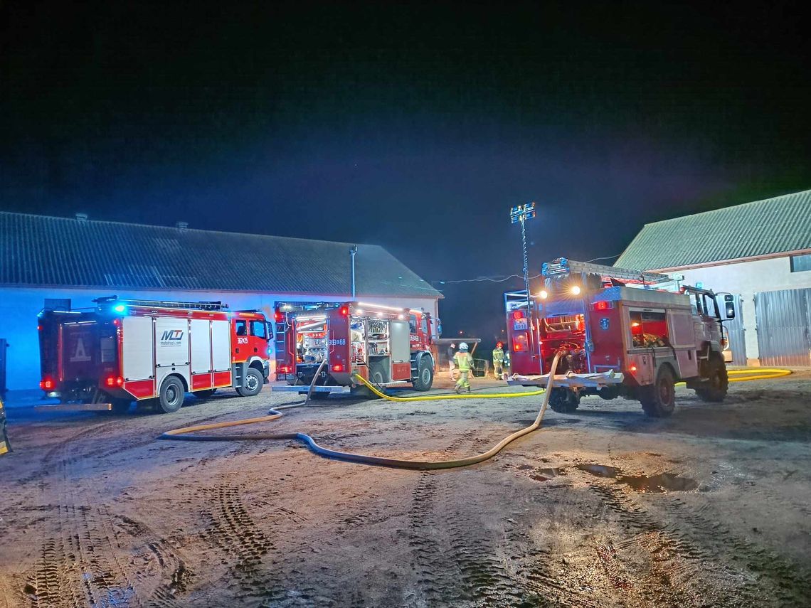 Pożar mauzerów po oleju napędowym i opon w Bogucinie