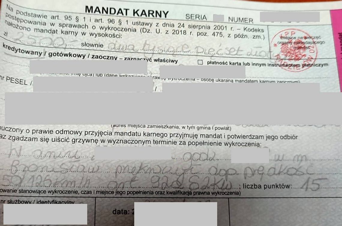 Przekroczył prędkość o 76 km/h. Stracił prawy jazdy na 3 miesiące