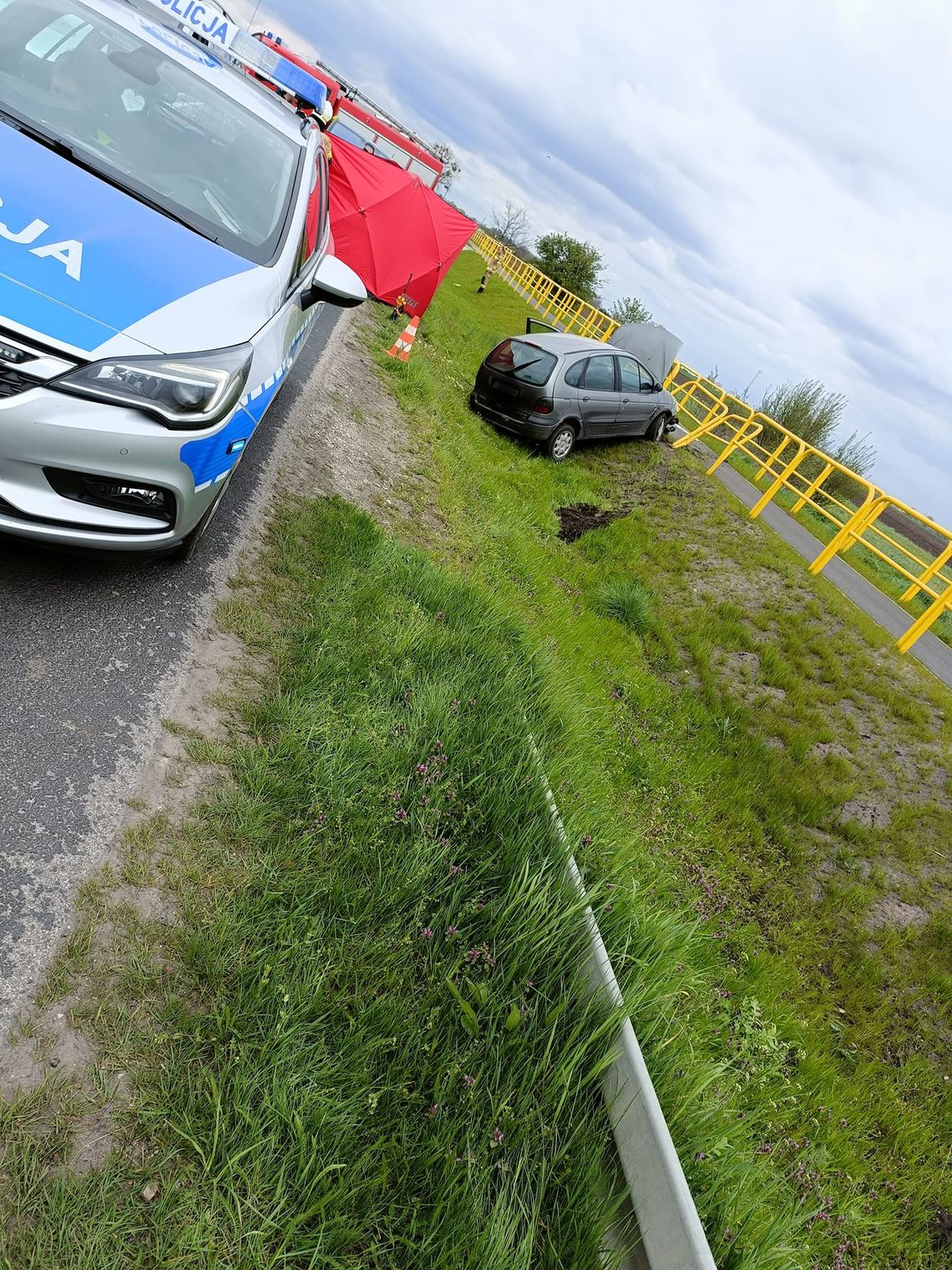 Renault zjechał z drogi i uderzył w bariery. Kierowca nie żyje