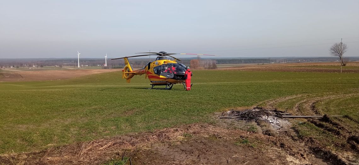 Rolnik odniósł obrażenia brzucha. Śmigłowiec LPR lądował w gminie Baruchowo