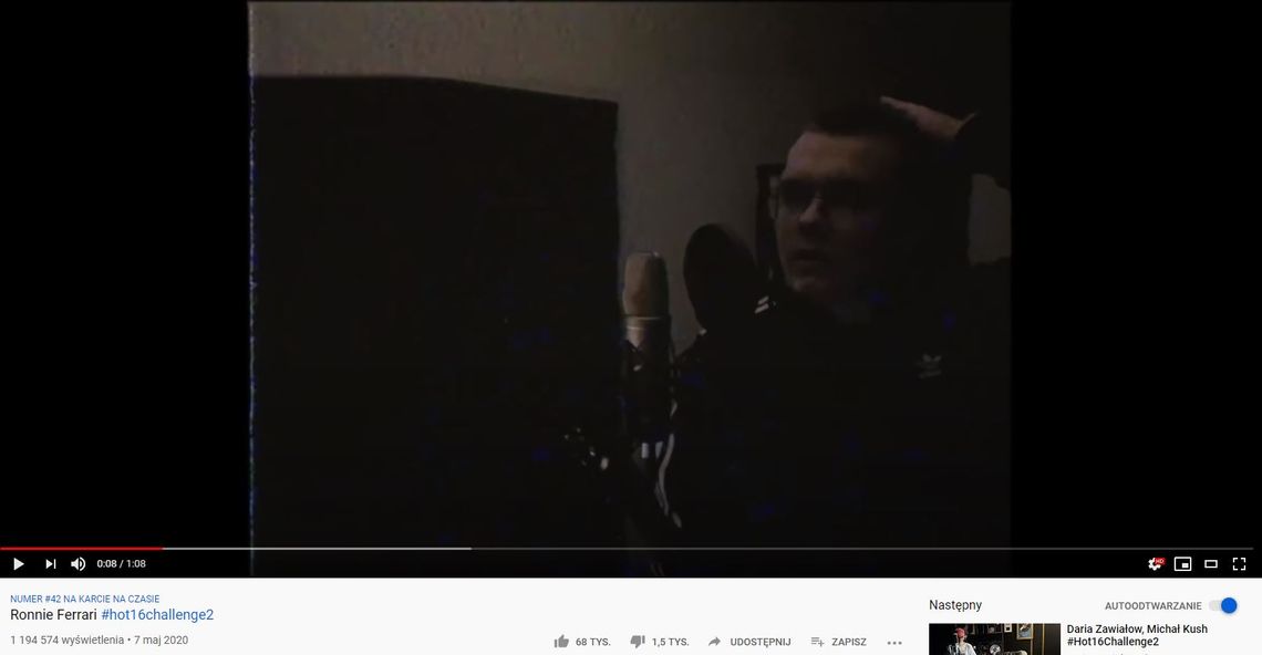 Ronnie Ferrari odpowiedział na nominację #hot16challenge 2. Po tygodniu ma ponad milion wyświetleń!