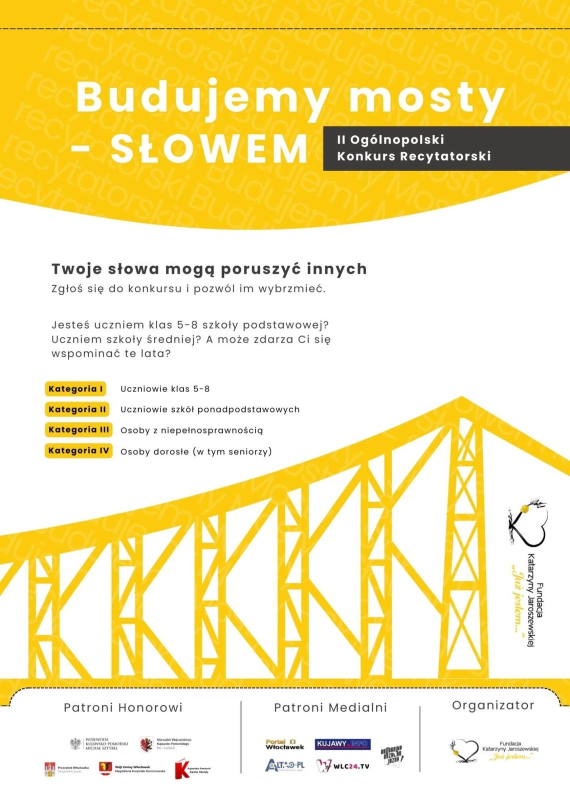 plakat Ogólnopolski Konkurs Recytatorski Budujemy mosty SŁOWEM