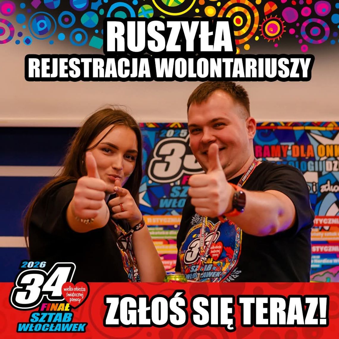 Ruszyła rejestracja wolontariuszy WOŚP we Włocławku Ruszyła rejestracja wolontariuszy WOŚP we Włocławku