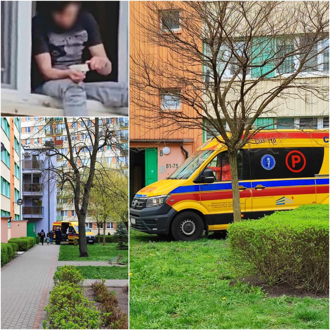 Siedział w oknie i przykładał nóż do nagdarstka. Interwencja służb na ul.Uroczej