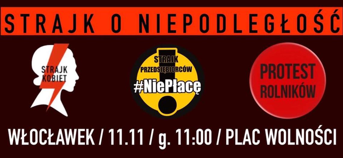 Spontaniczny spacer kobiet "O niepodległość" we Włocławku 11 listopada
