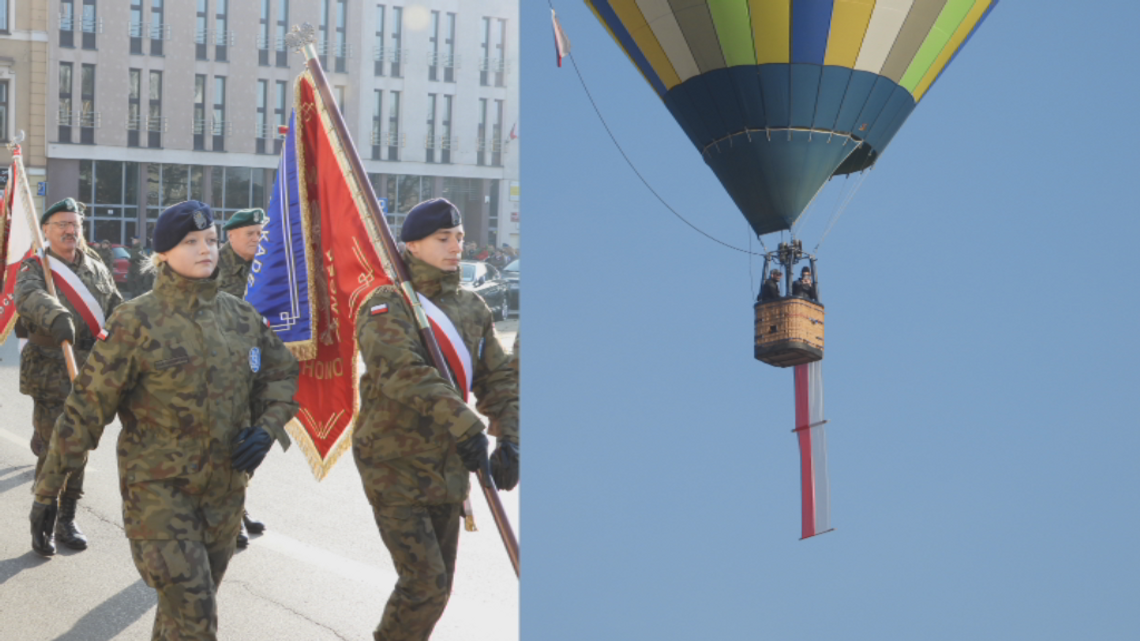 Święto Niepodległości we Włocławku. Nad placem Wolności przeleciał balon z polską flagą